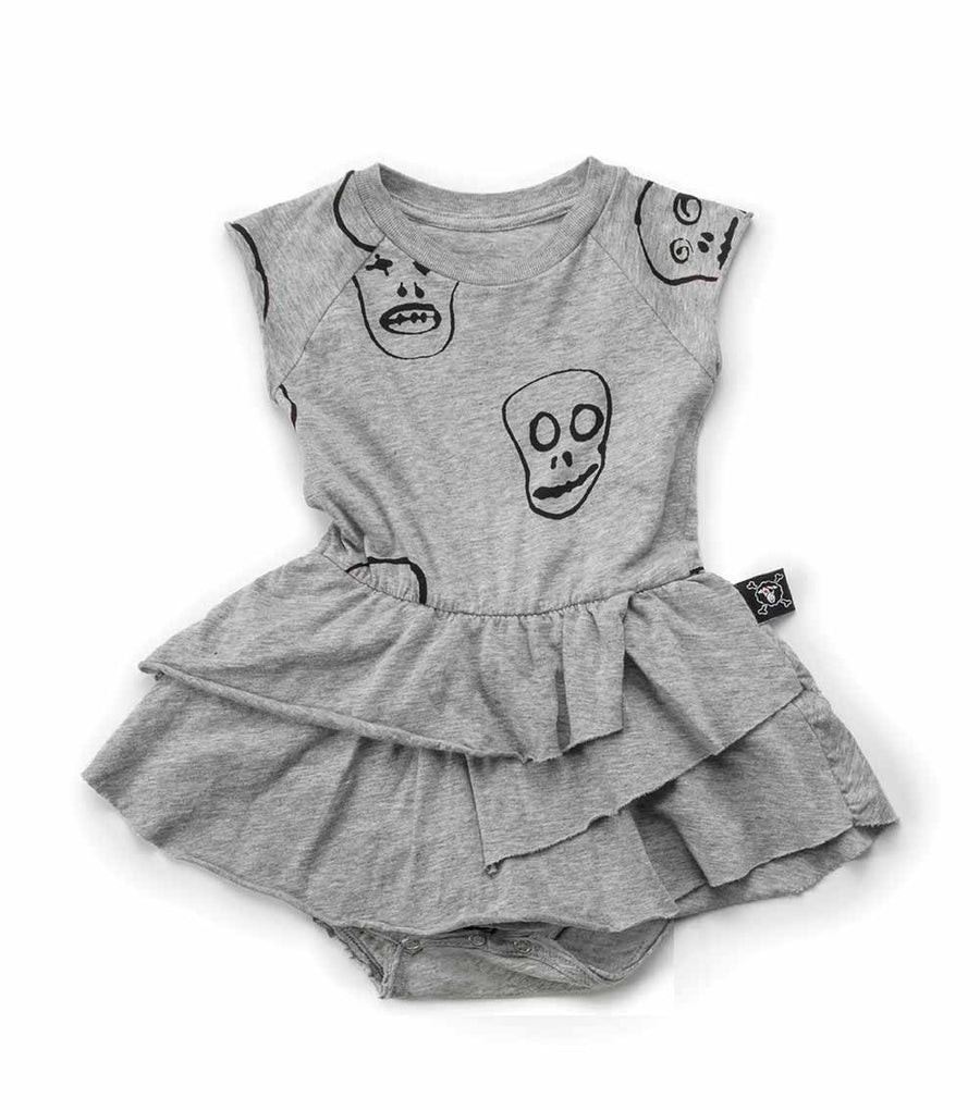NUNUNU Heather Grey Skull Mask Onesie Skirt