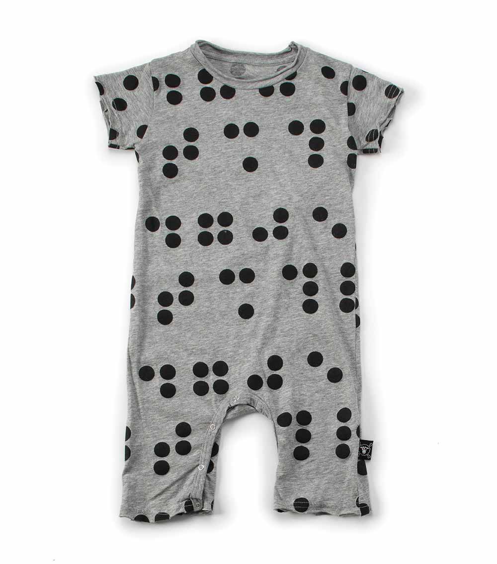 NUNUNU Heather Grey Braille Playsuit