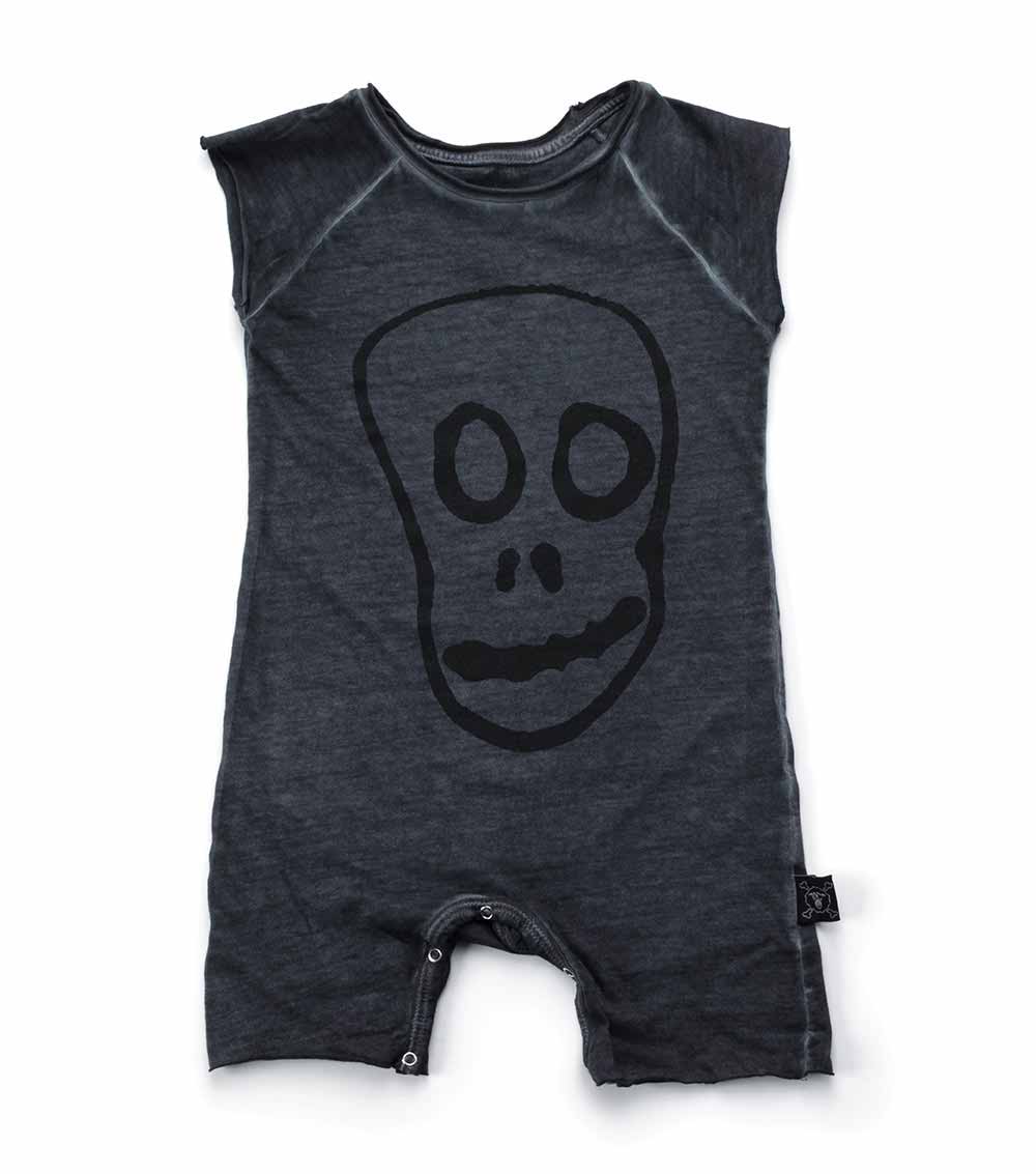 NUNUNU Dyed Graphite Skull Mask Sleeveless Playsuit