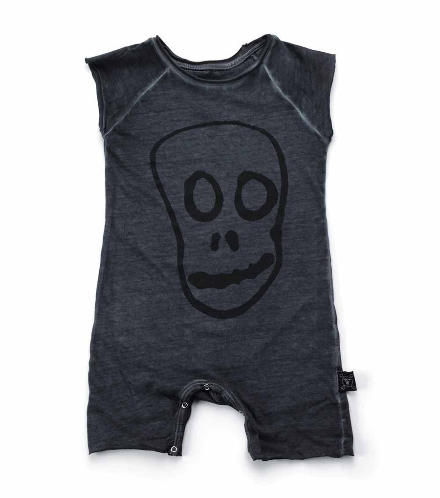 NUNUNU Dyed Graphite Skull Mask Sleeveless Playsuit