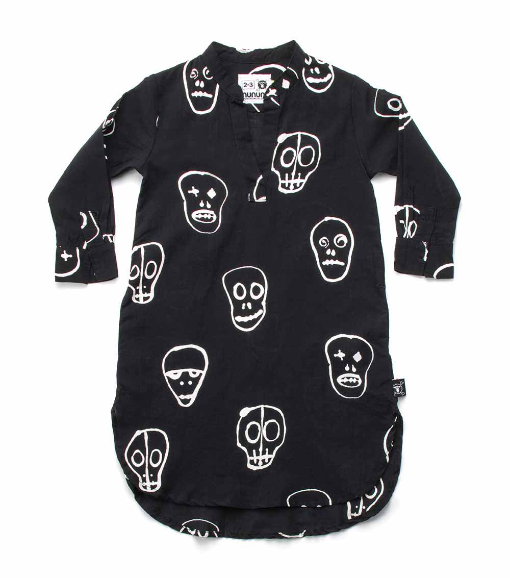 NUNUNU Black Skull Mask Kaftan