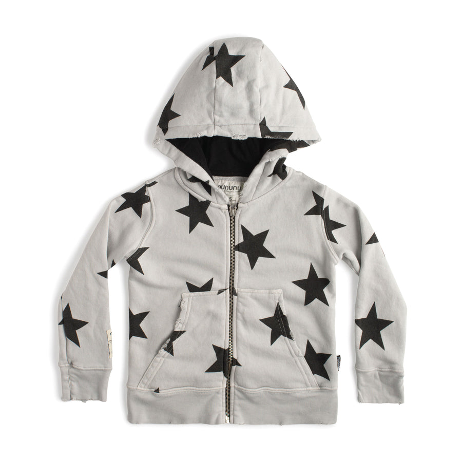 NUNUNU Ice Grey Star Zip Hoodie