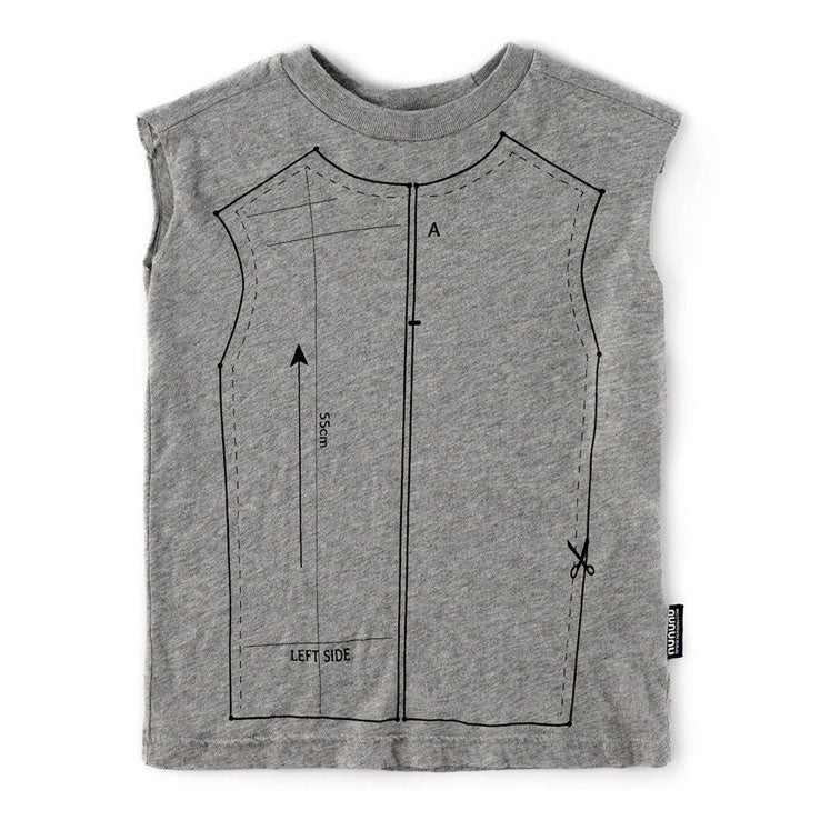 NUNUNU Heather Grey Sewing Pattern Sleeveless Shirt