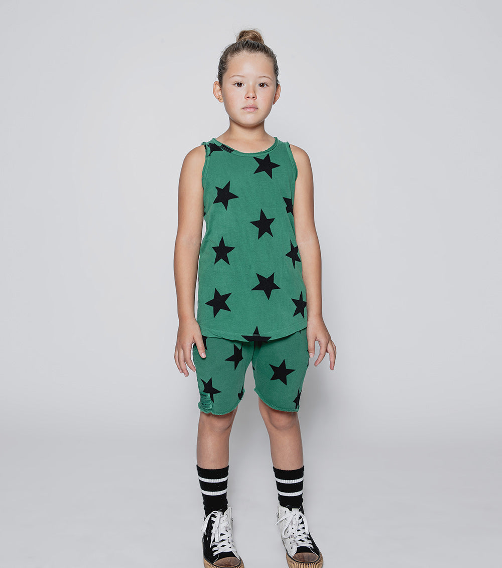 NUNUNU Moss Green Star Tank Top
