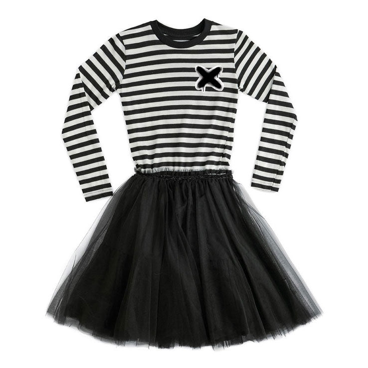 NUNUNU Black Magic Stripe Tulle Dress