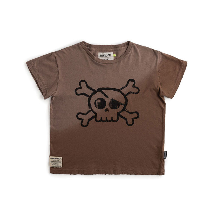 NUNUNU Earth Brown Gradient Skull T-Shirt