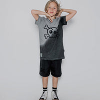 NUNUNU Dusty Hthr Grey Gradient Skull T-Shirt