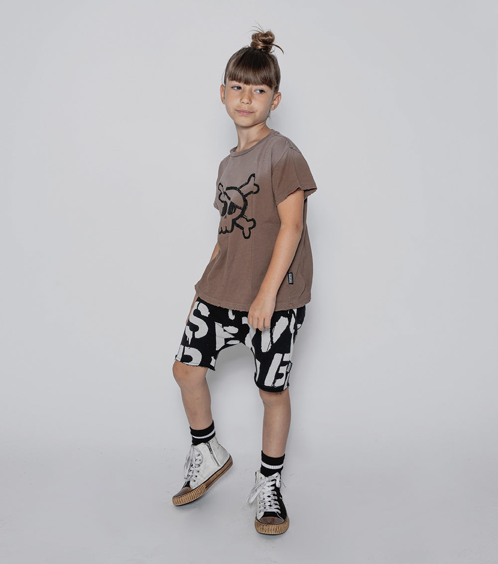 NUNUNU Earth Brown Gradient Skull T-Shirt