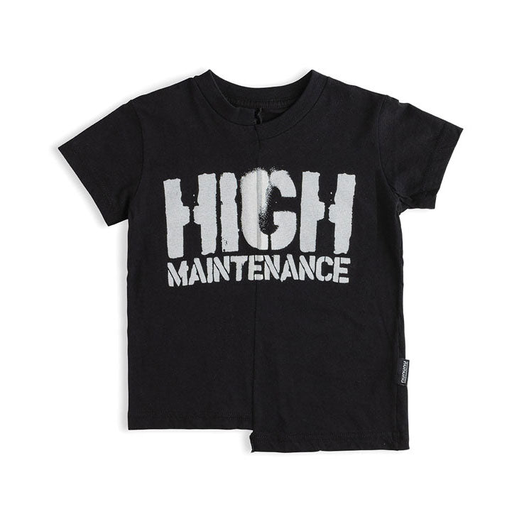 NUNUNU Black Unbalanced T-Shirt