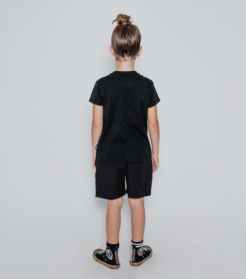 NUNUNU Black Unbalanced T-Shirt