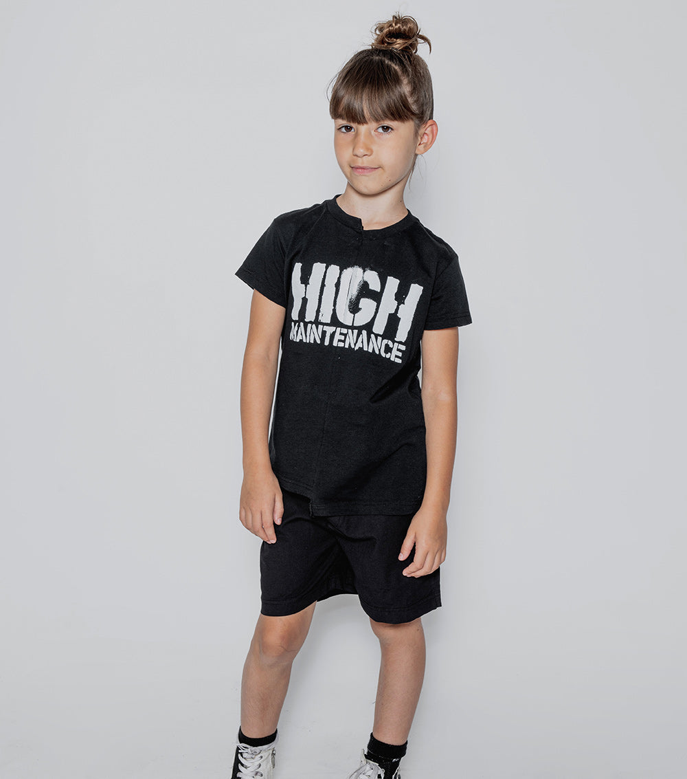 NUNUNU Black Unbalanced T-Shirt