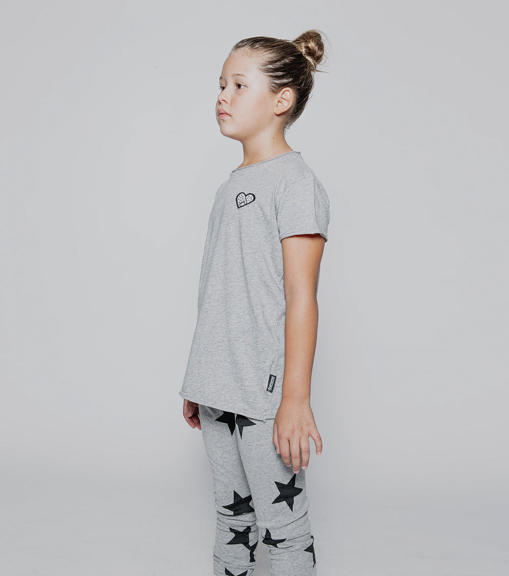 NUNUNU Heather Grey Bandaid Heart Patch T-Shirt