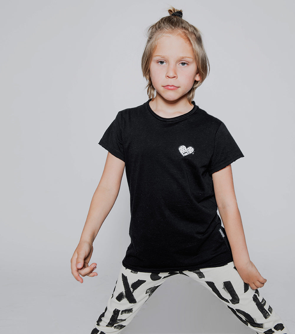 NUNUNU Black Bandaid Heart Patch T-Shirt