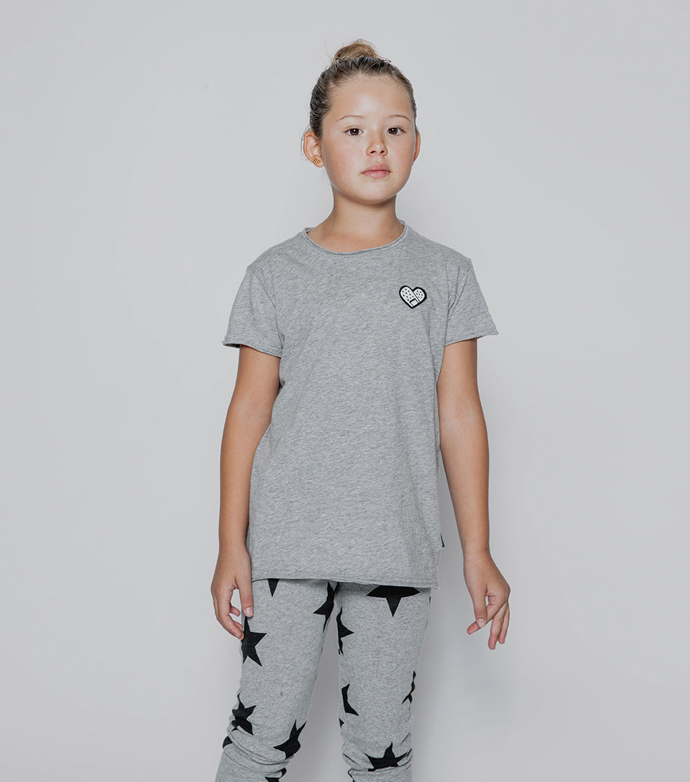 NUNUNU Heather Grey Bandaid Heart Patch T-Shirt