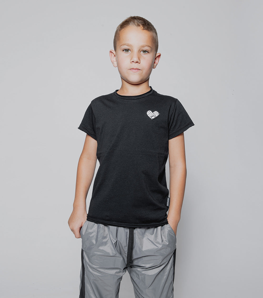 NUNUNU Black Bandaid Heart Patch T-Shirt