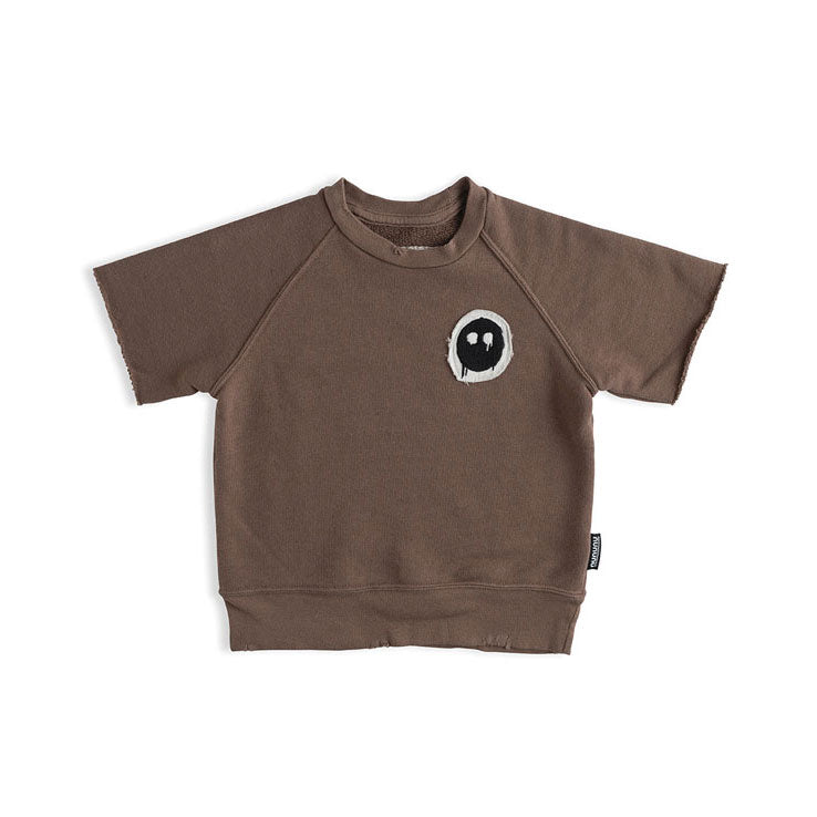 NUNUNU Earth Brown Melting Mask Patch Ss Sweatshirt