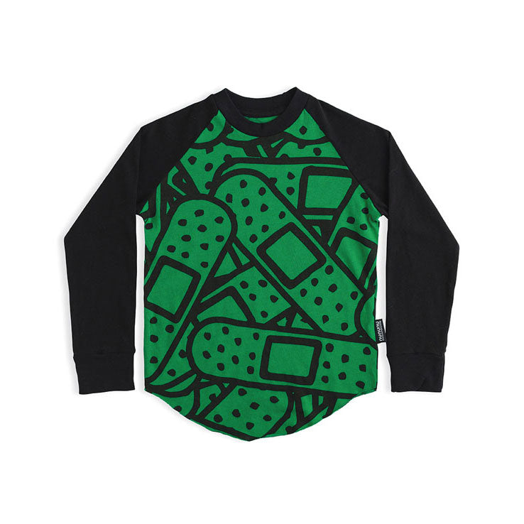 NUNUNU Green Bandaid Baseball Shirt
