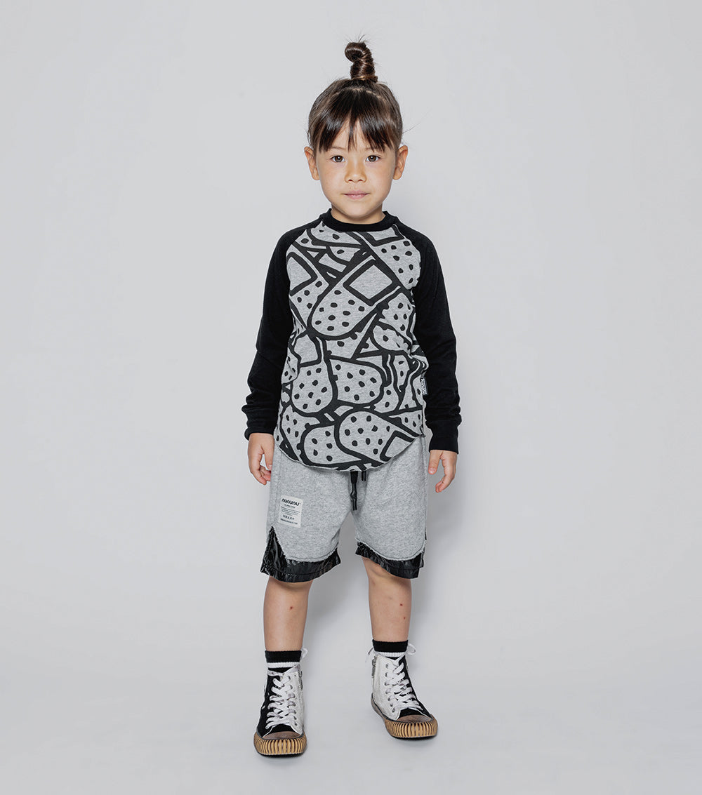 NUNUNU Heather Grey Bandaid Baseball Shirt