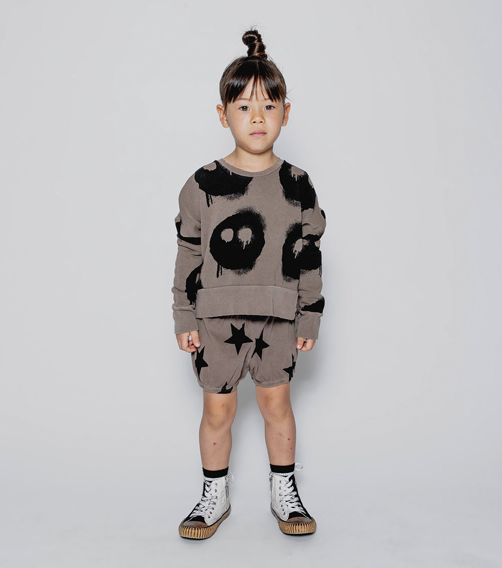 NUNUNU Earth Brown Melting Masks Box Sweatshirt