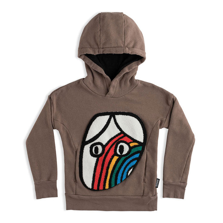 NUNUNU Earth Brown Rainbow Dude Patch Hoodie