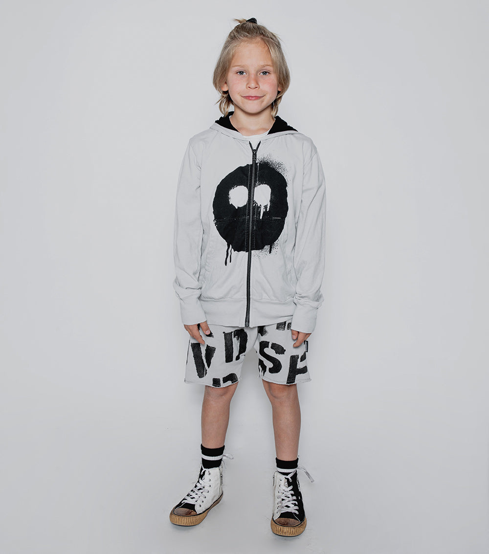 NUNUNU Ice Grey Melting Mask Light Zip Hoodie