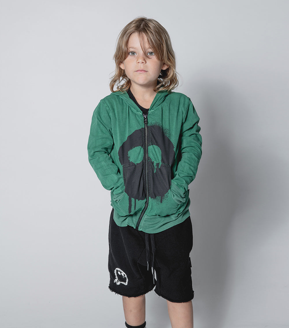 NUNUNU Moss Green Melting Mask Light Zip Hoodie
