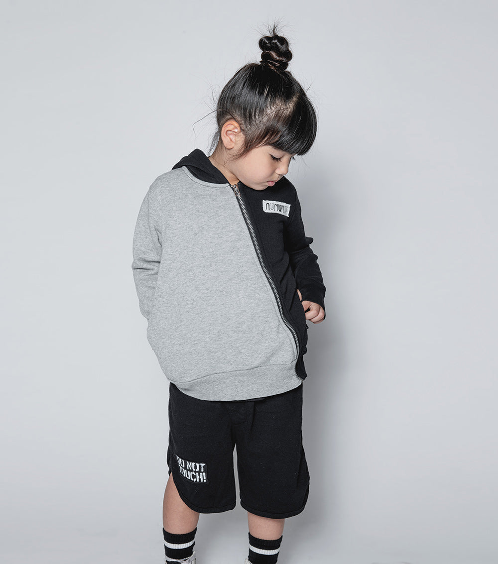NUNUNU Hthr Grey/Black Rainbow Dude Patch Zip Hoodie