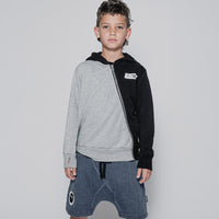 NUNUNU Hthr Grey/Black Rainbow Dude Patch Zip Hoodie