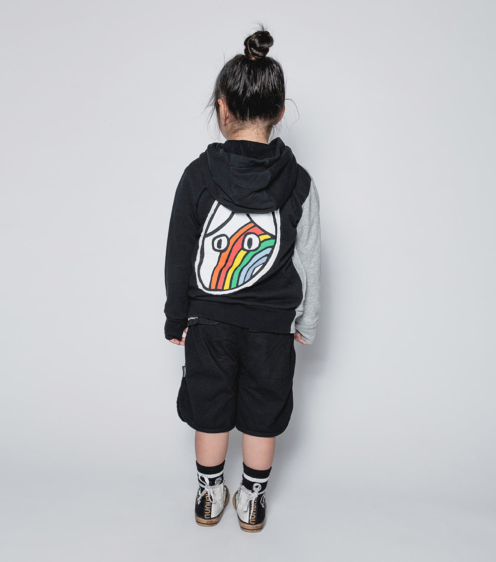 NUNUNU Hthr Grey/Black Rainbow Dude Patch Zip Hoodie