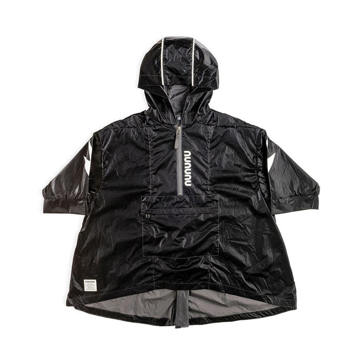 NUNUNU Black Nylon Rain Poncho [Shiney]