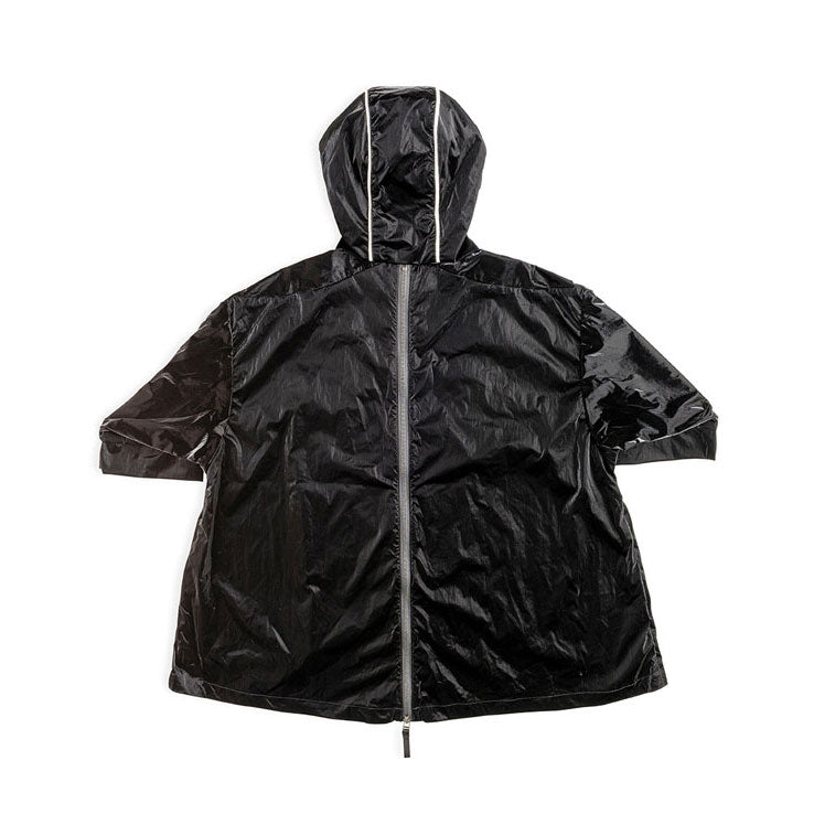 NUNUNU Black Nylon Rain Poncho [Shiney]