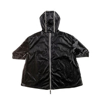 NUNUNU Black Nylon Rain Poncho [Shiney]