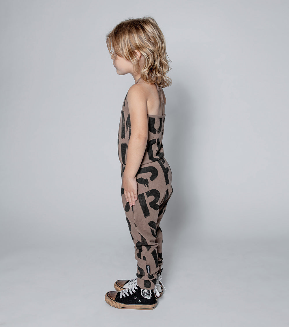NUNUNU Earth Brown Abc Collar Overall