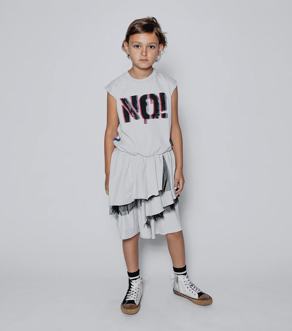 NUNUNU Ice Grey U Have Mail Layered Dress