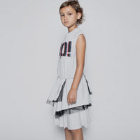 NUNUNU Ice Grey U Have Mail Layered Dress