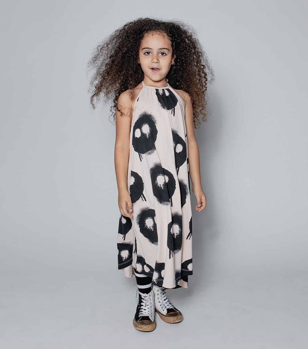 NUNUNU Nude Melting Masks Collar Dress