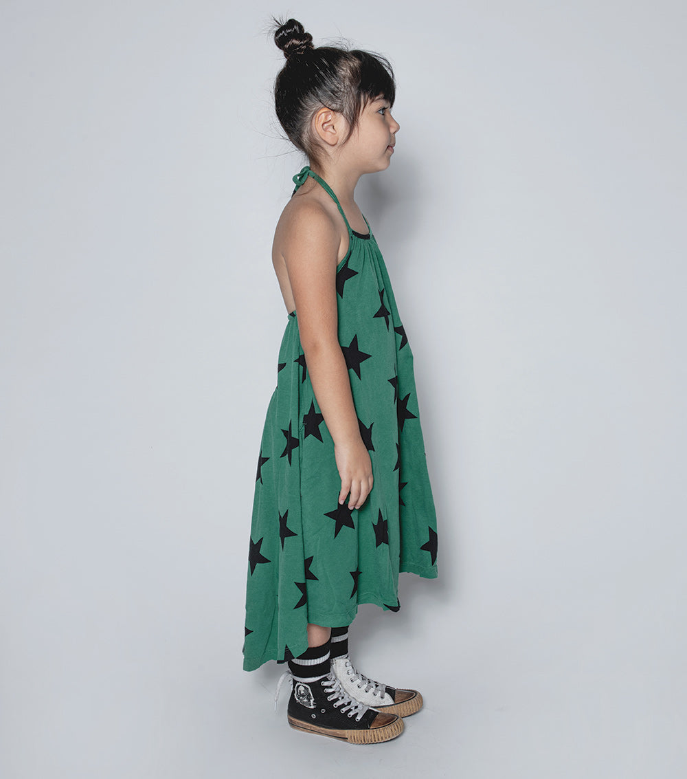 NUNUNU Moss Green Star Collar Dress