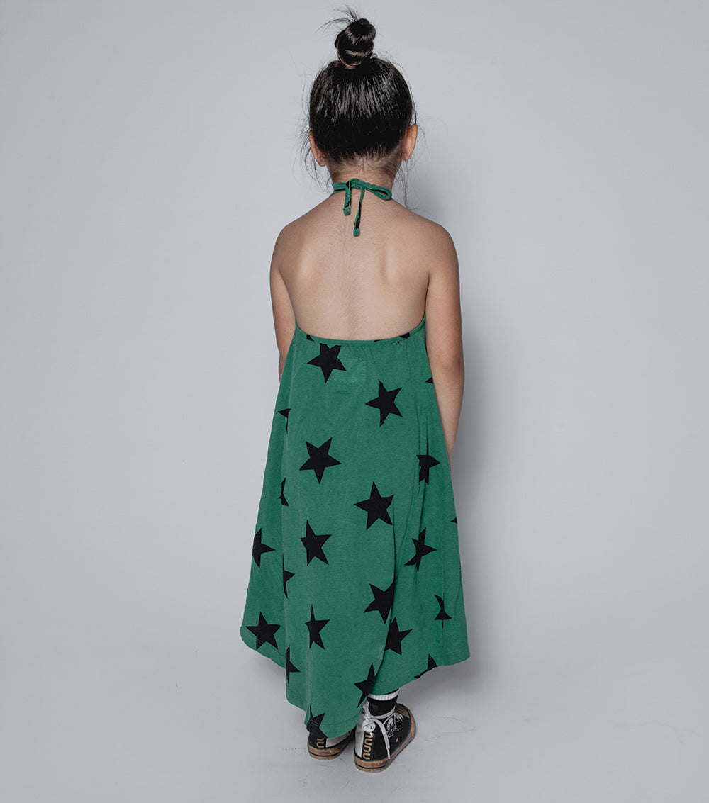 NUNUNU Moss Green Star Collar Dress