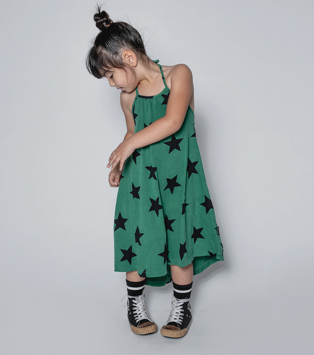 NUNUNU Moss Green Star Collar Dress