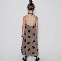 NUNUNU Earth Brown Star Collar Dress