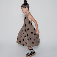 NUNUNU Earth Brown Star Collar Dress