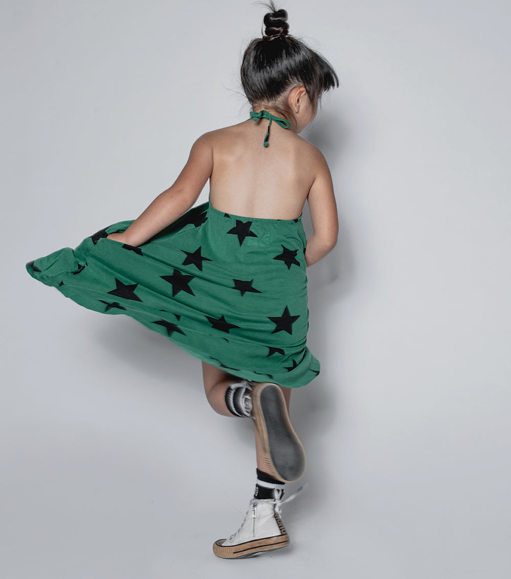 NUNUNU Moss Green Star Collar Dress