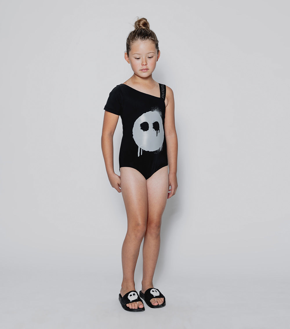 NUNUNU Black Melting Mask Single Sleeve Swimsuit