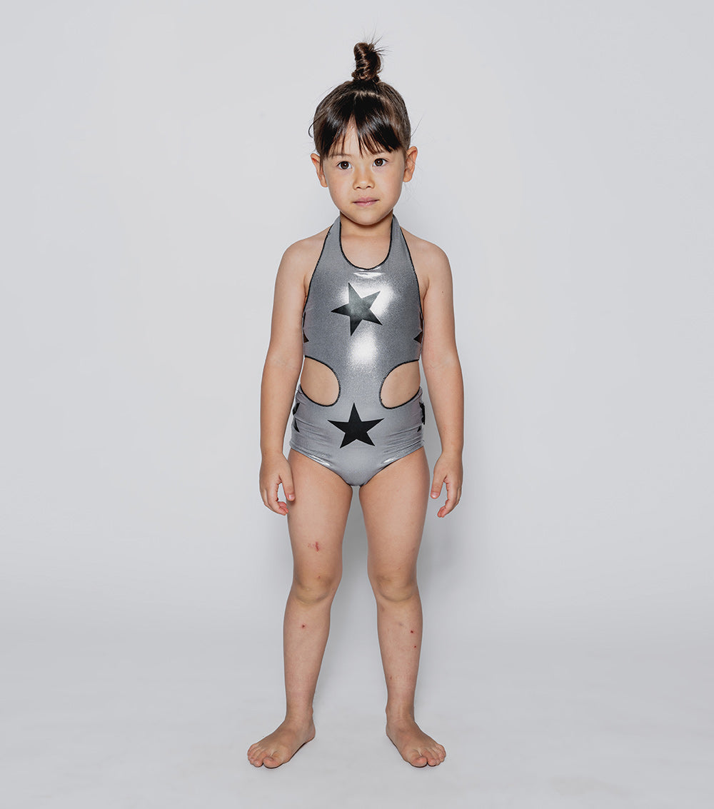 NUNUNU Metallic Grey Star Swimsuit
