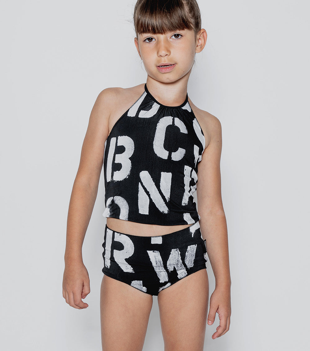 NUNUNU Black Abc Collar Bikini