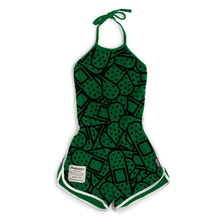 NUNUNU Moss Green Bandaid Collar Overall