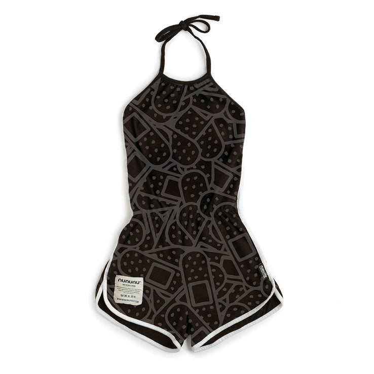 NUNUNU Black Bandaid Collar Overall