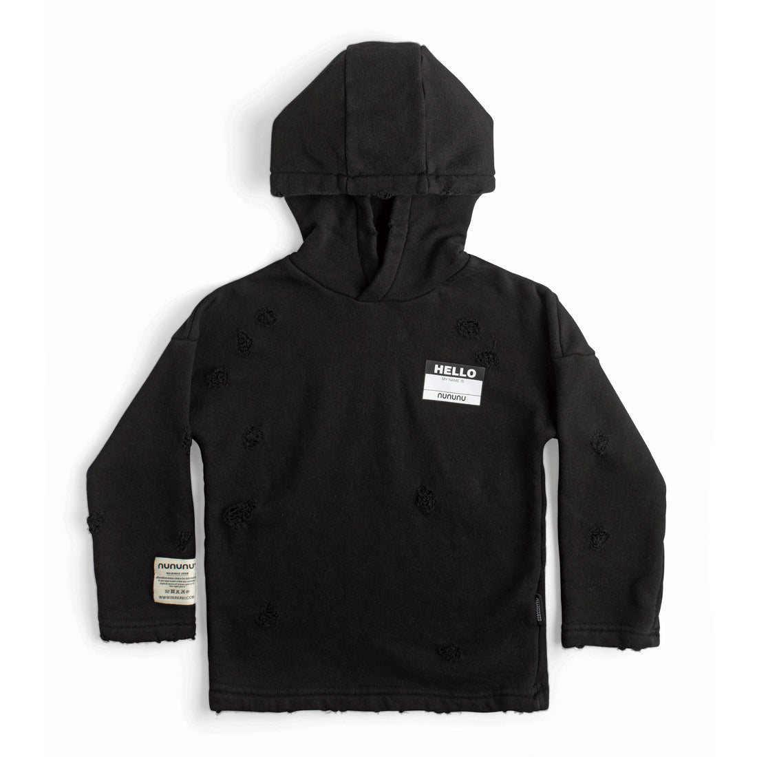 NUNUNU Black Distressed Hoodie