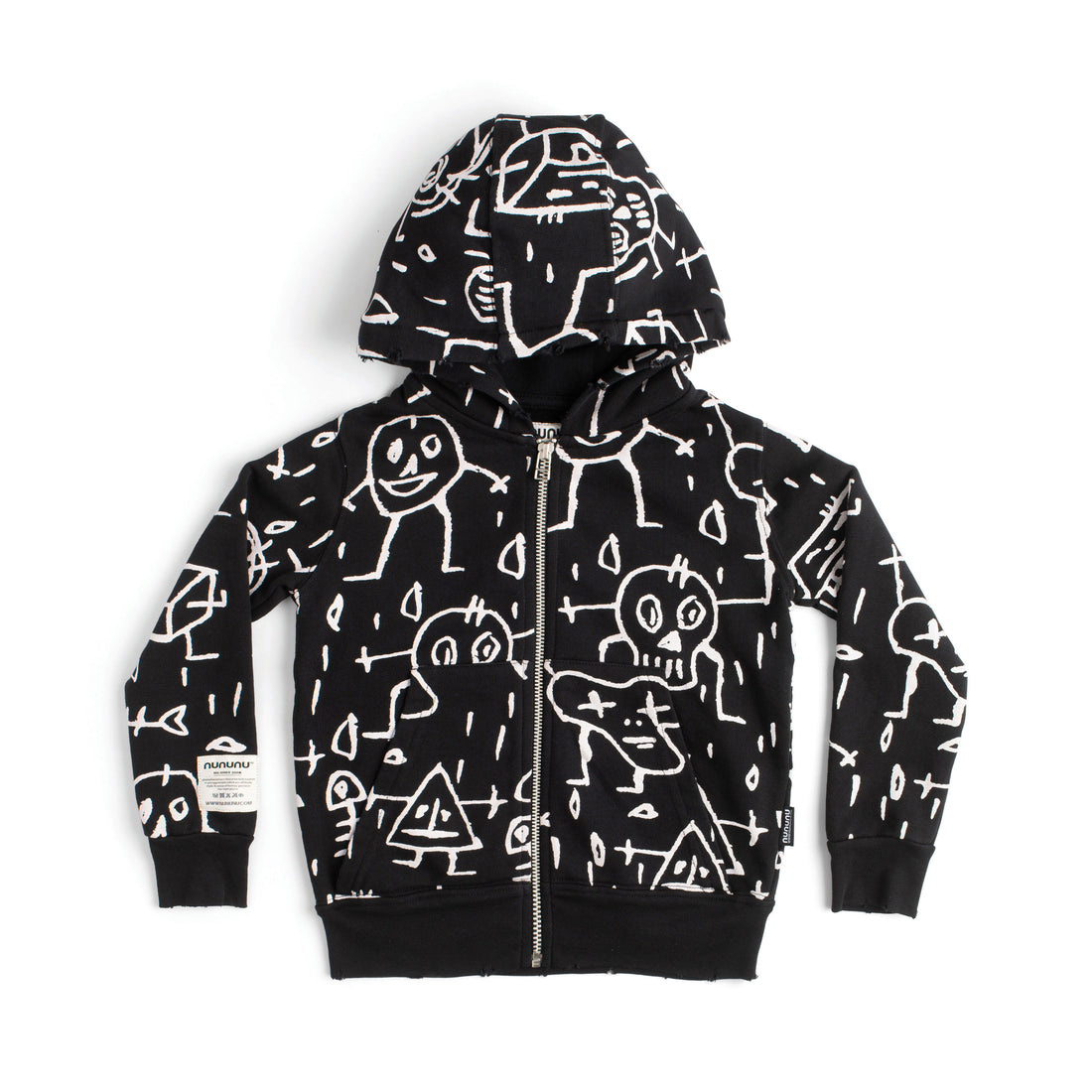 NUNUNU Black Goofy Skulls Zip Hoodie