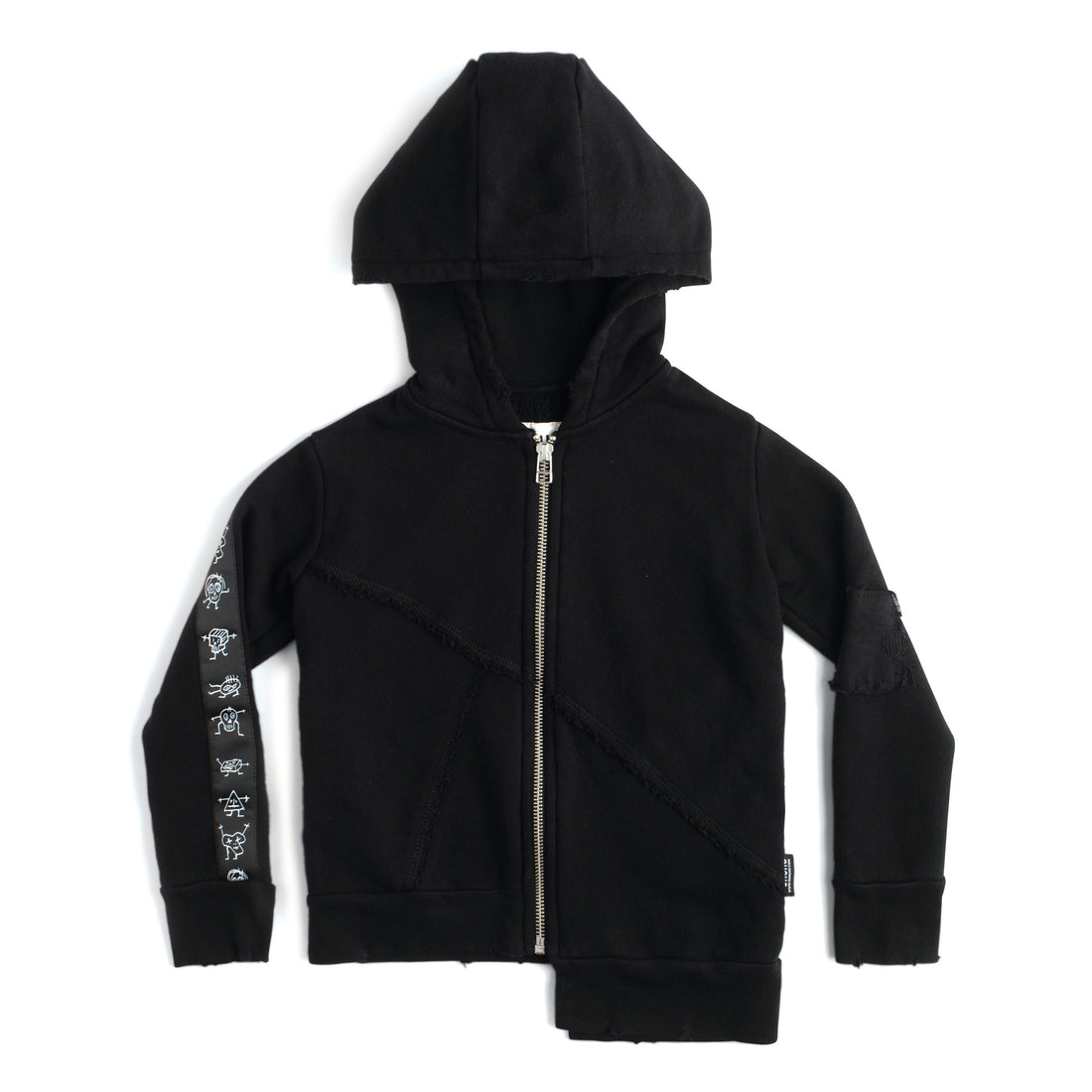 NUNUNU Black Asymetrical Zip Hoodie